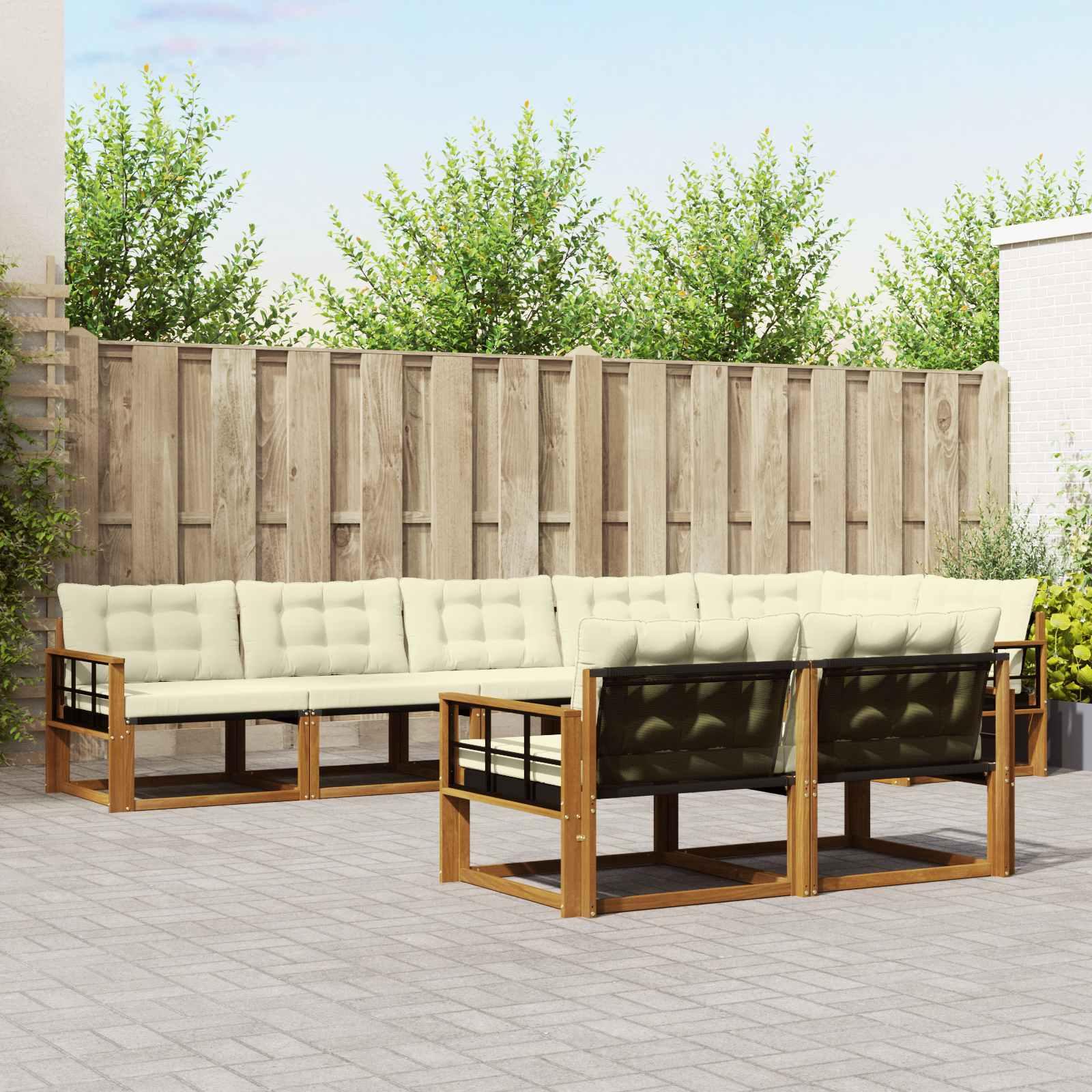 Udendørs sofagruppe med pude 8 stk Naturlig og Fløde billede