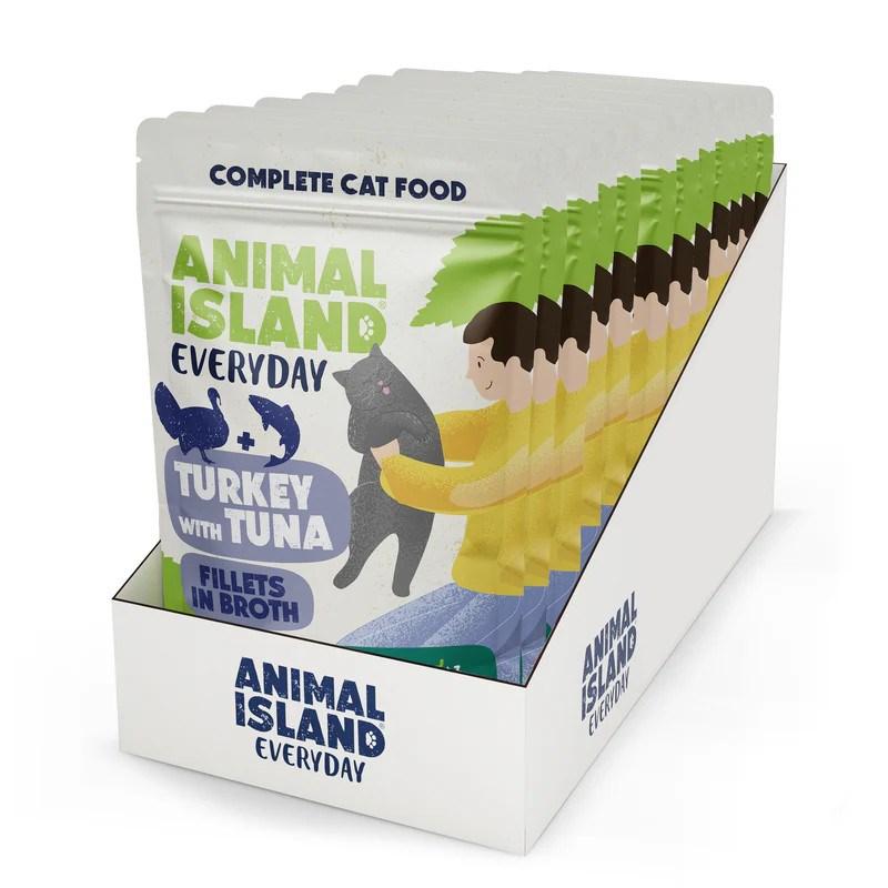 ANIMAL ISLAND vådfoder til kat – Kalkun med tun, fileter i bouillon, 12×85 g billede