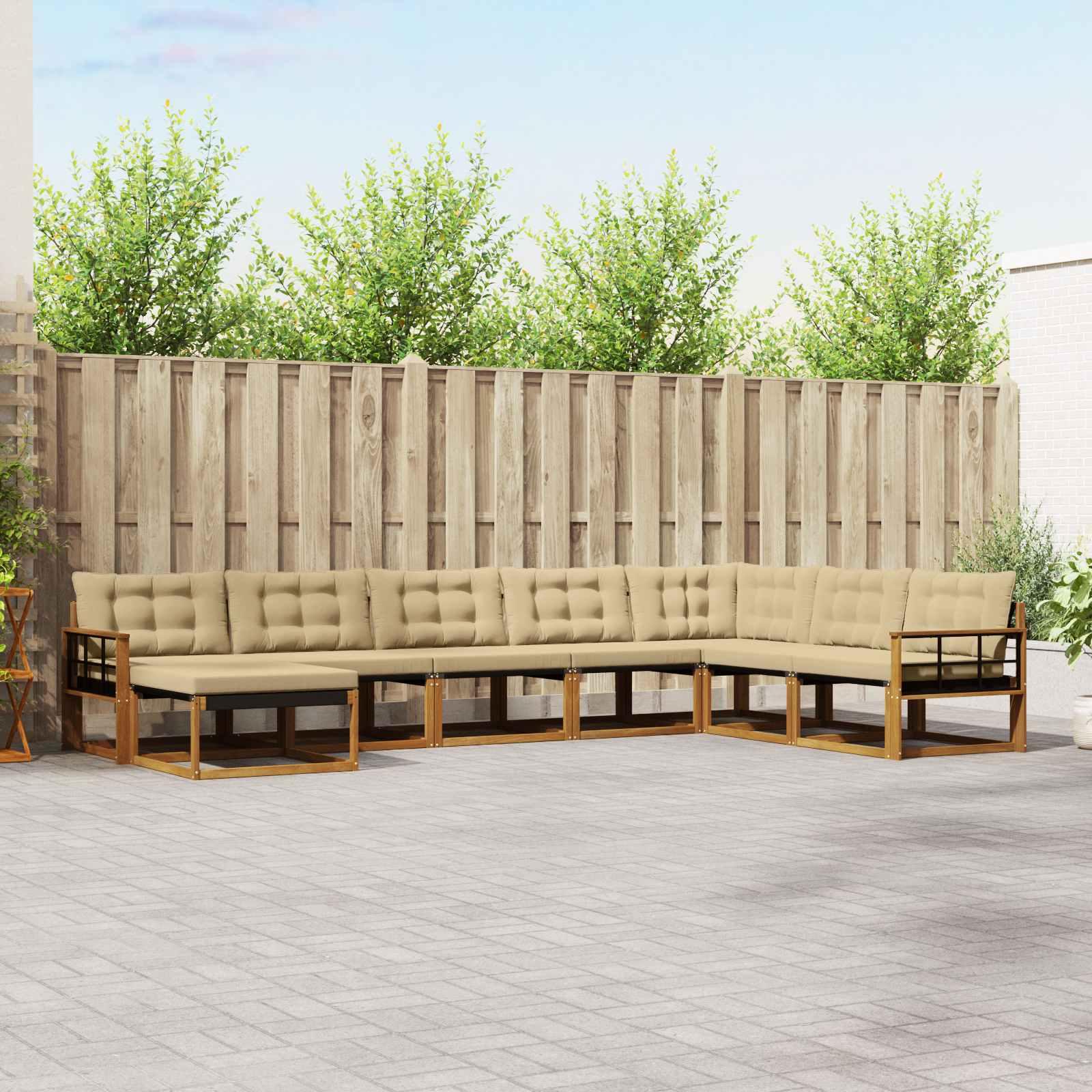 Udendørs sofagruppe 24 stk Naturlig og Beige Massivt Akacietræ billede