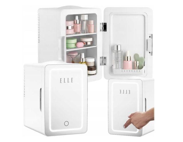 Elle mini køleskab 4 l - hvid med LED makeupspejl billede