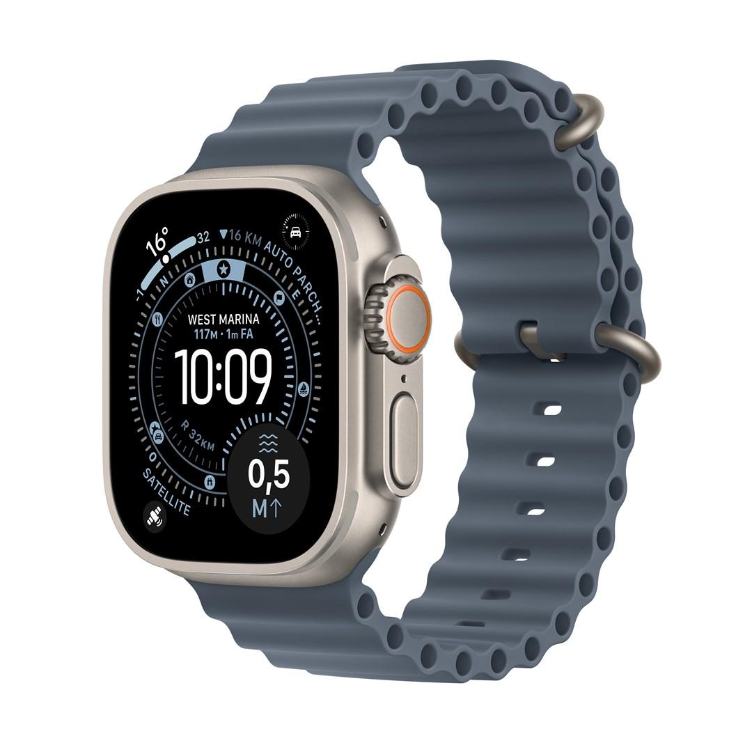 Apple Watch Ultra 3 GPS + Cellular 49 mm - Natur titanium med Anchor Blue Ocean-rem billede