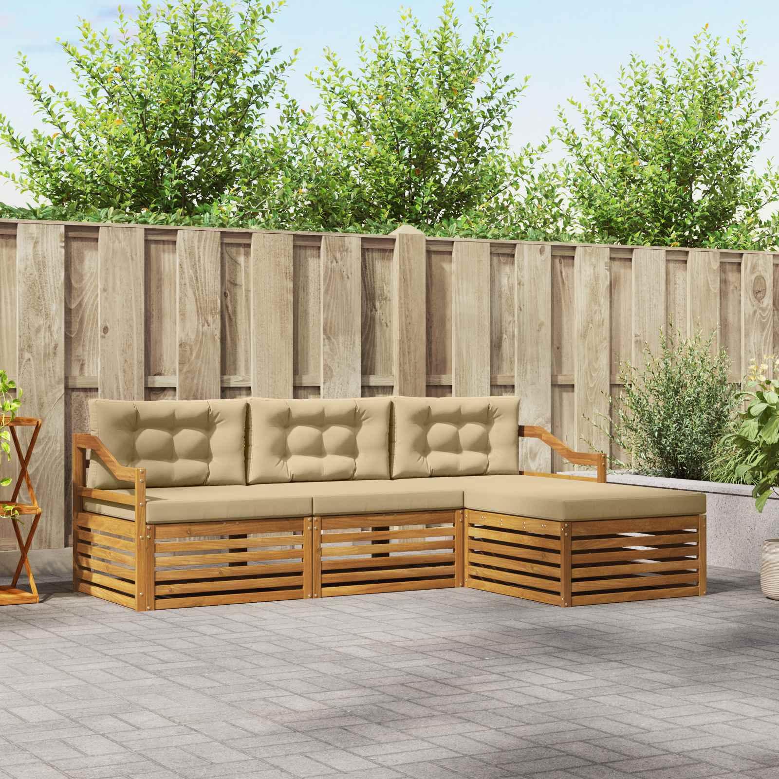 Udendørs sofagruppe i akacietræ - naturlig/beige, 245,5 × 162,5 × 73 cm