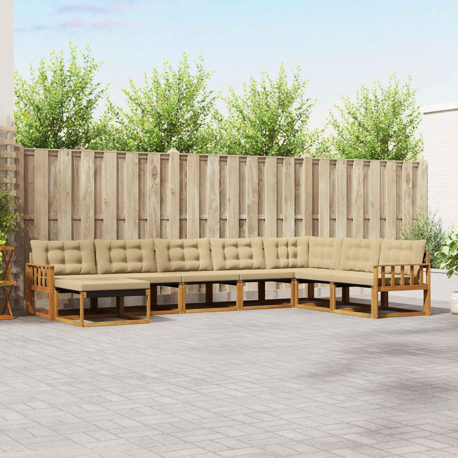 Udendørs sofagruppe 24 stk Naturlig og Beige Massivt Akacietræ billede