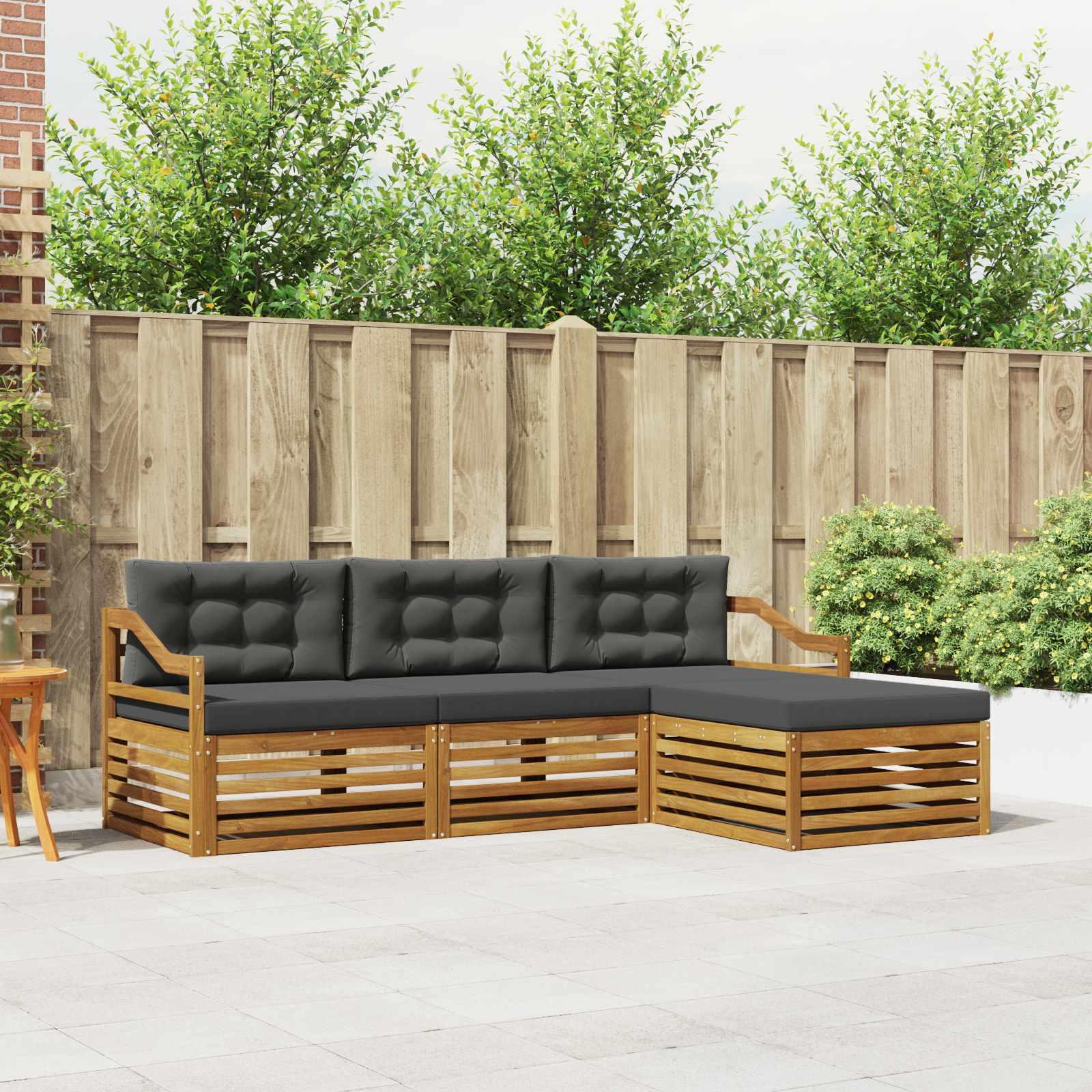 Udendørs sofagruppe i akacietræ - naturlig/antracit 245,5 × 162,5 × 73 cm