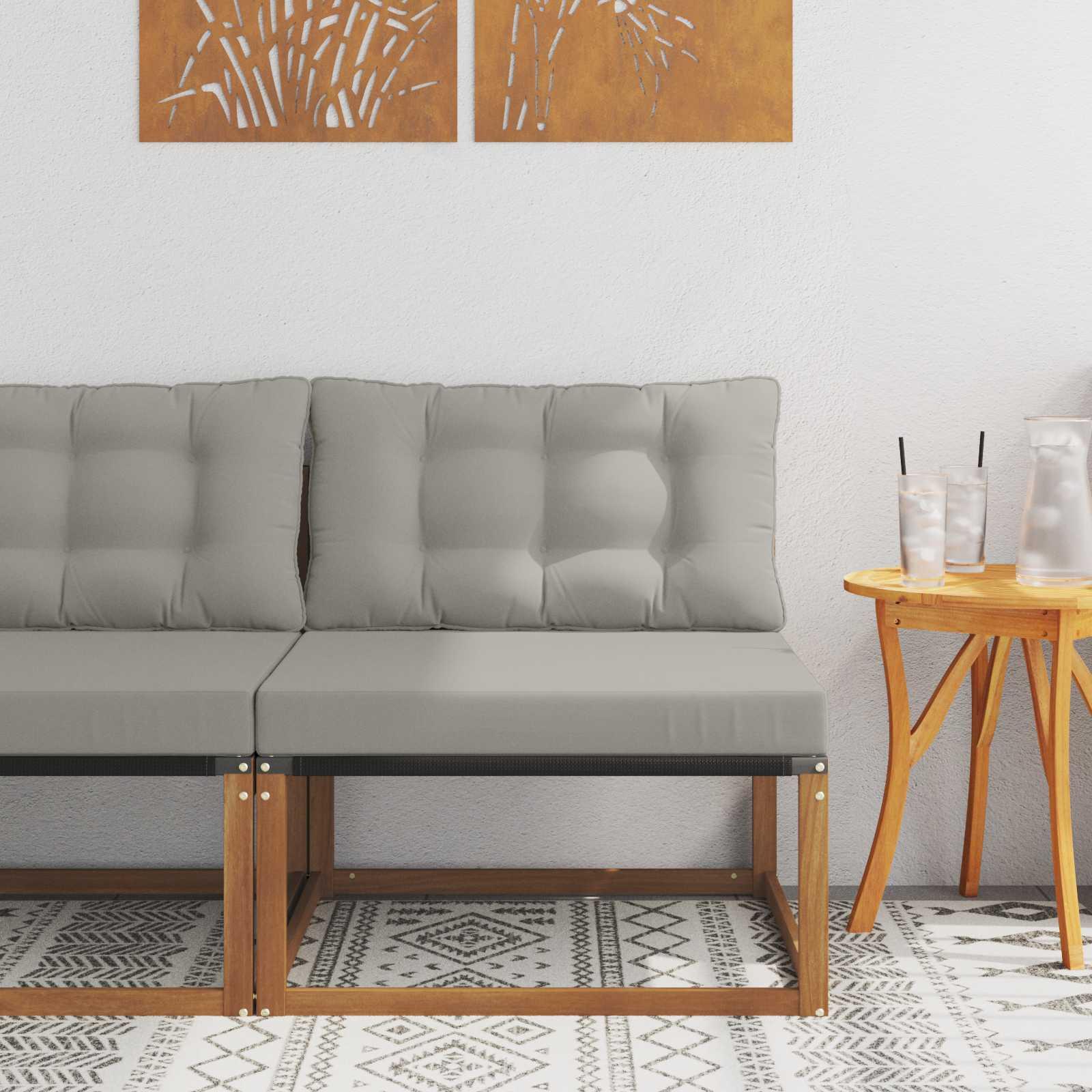 Udendørs Mellem Sofa Massivt Akacietræ Naturfarvet billede
