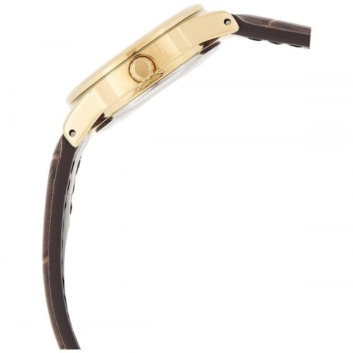 Casio Collection dameur - brun læderrem, gul urkasse, Ø 25 mm (OUTLET A)