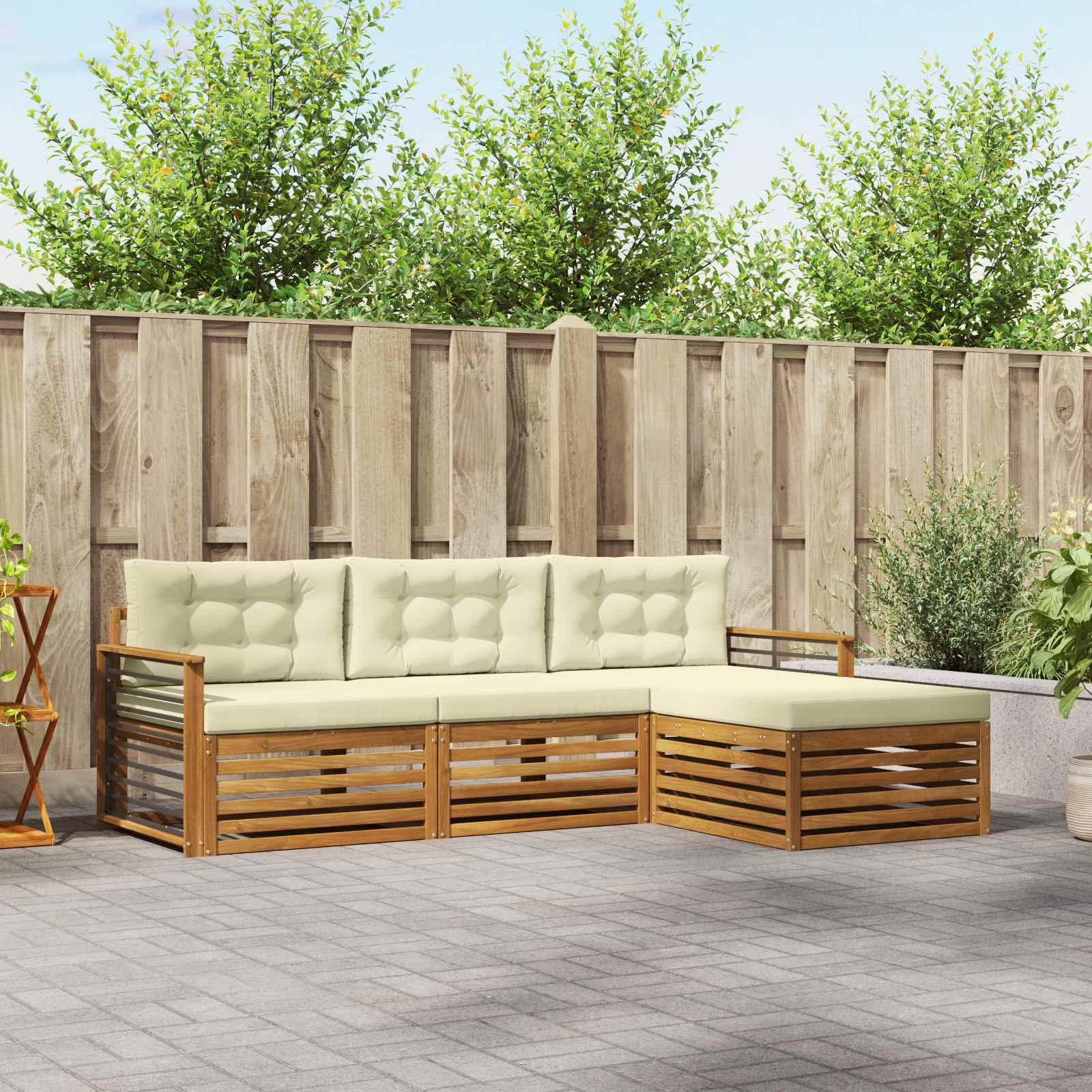 Udendørs sofagruppe i akacietræ - naturlig/fløde 249,5 × 162,5 × 73 cm