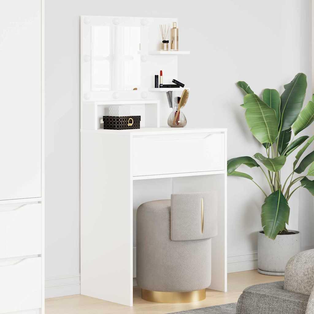 Soveværelsessminkeborde Hvid 80 x 39,6 x 135 cm Konstrueret træ billede