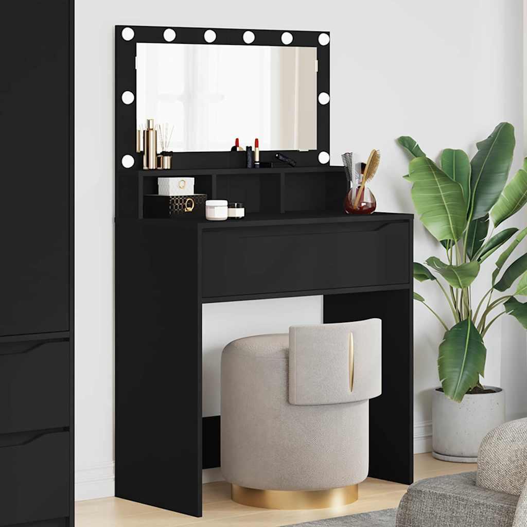 Soveværelsessminkeborde Sort 80 x 39,6 x 135 cm Konstrueret træ billede