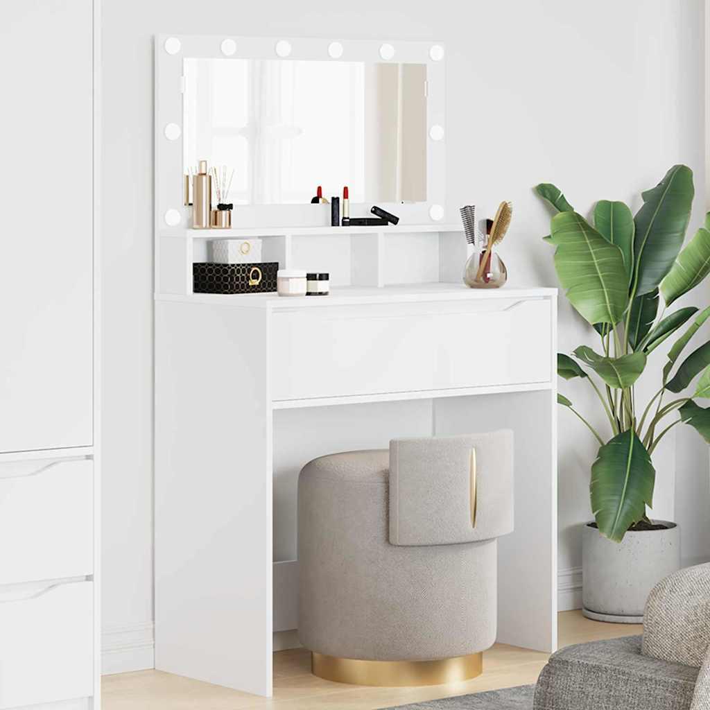 Soveværelsessminkeborde Hvid 80 x 39,6 x 135 cm Konstrueret træ billede