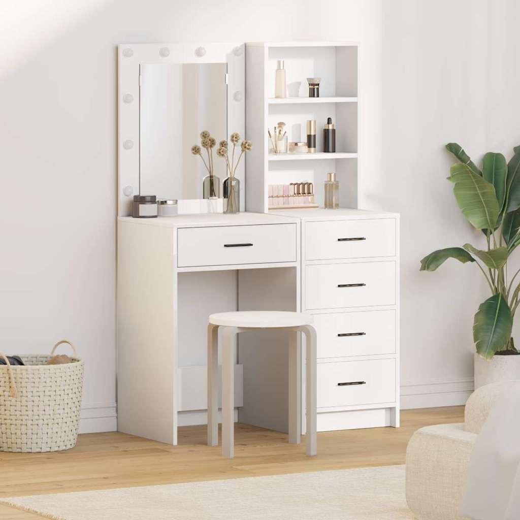 Klædeskab med hylde 2 stk Hvid 50 x 41 x 135 cm Konstrueret træ billede