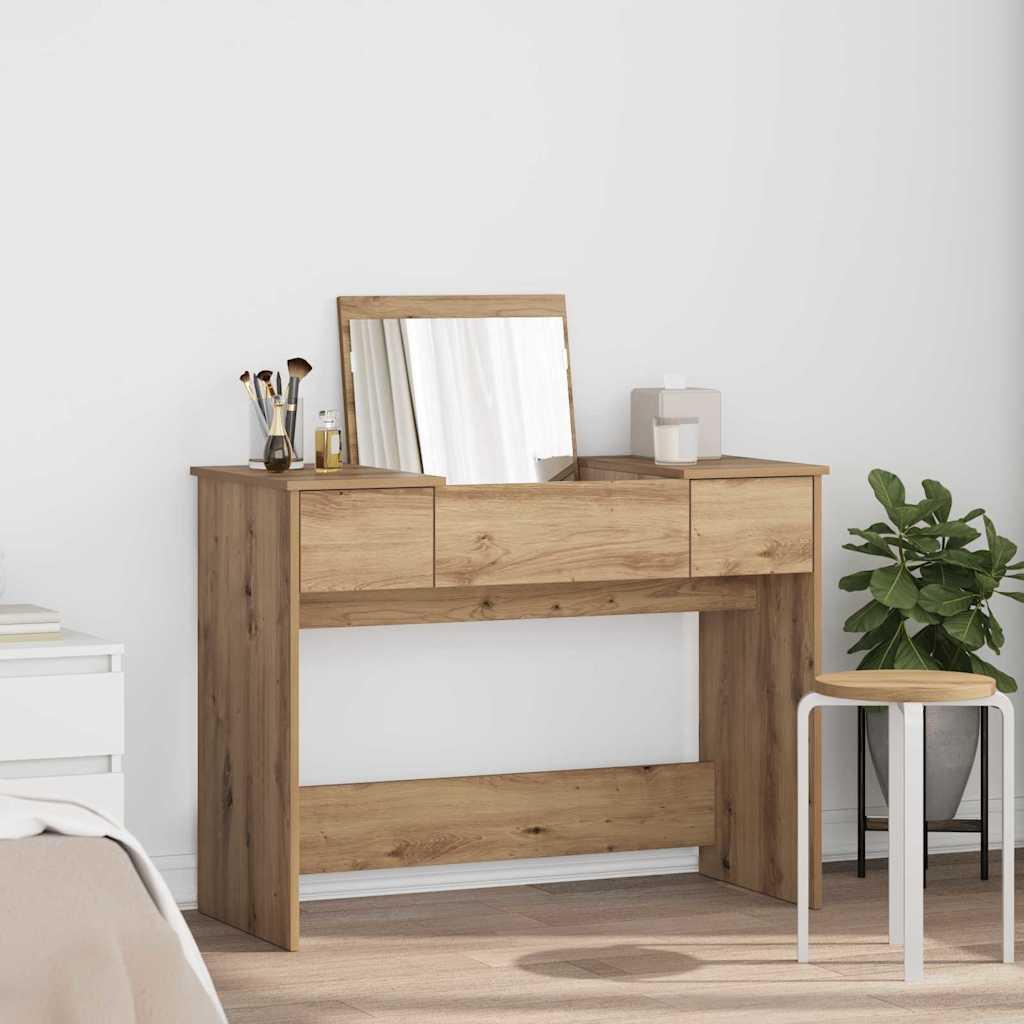 Klædeskab med spejl artisan eg 100 x 45 x 76 cm Konstrueret træ billede