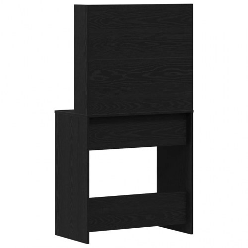 Makeupbord med LED, spejl og skuffe - sort eg, 74,5 × 40 × 141 cm