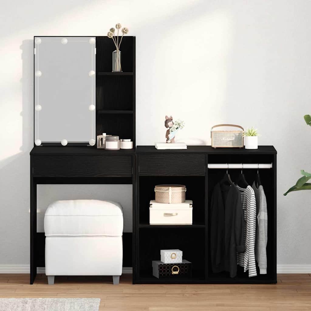 LED Makeup Bord Sort eg 140 x 40 x 140 cm Konstrueret træ billede