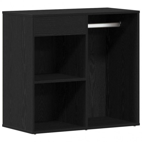 LED makeupsæt med spejl - sort eg 140 × 40 × 140 cm, konstrueret træ