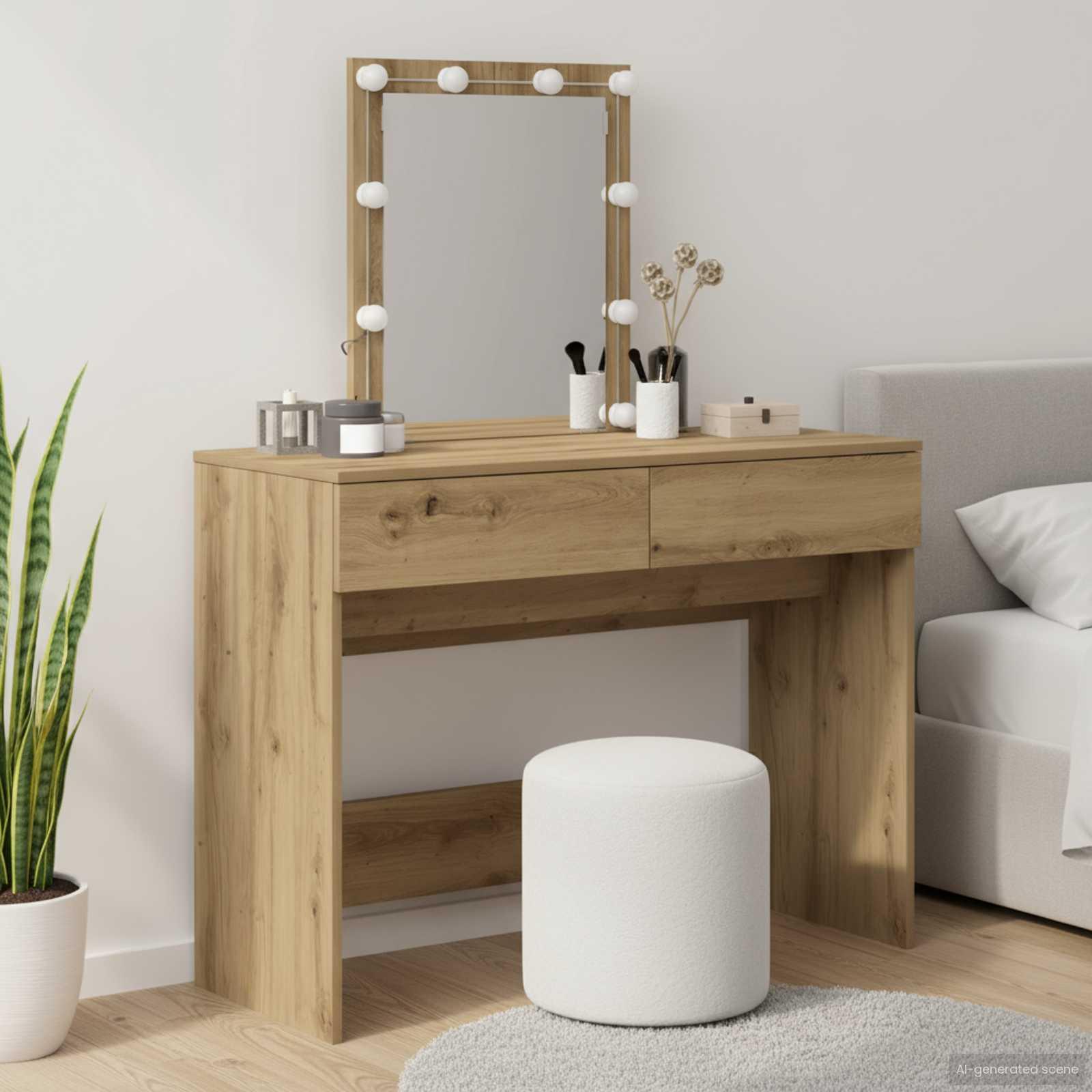 Sminkebord artisan eg 100 x 40 x 130 cm Konstrueret træ billede