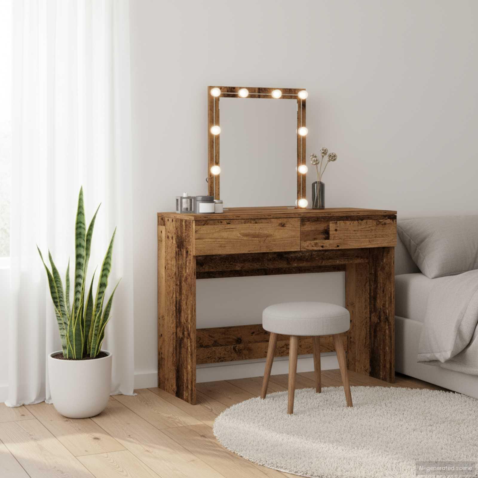 Sminkebord Gammelt træ 100 x 40 x 130 cm Konstrueret træ billede