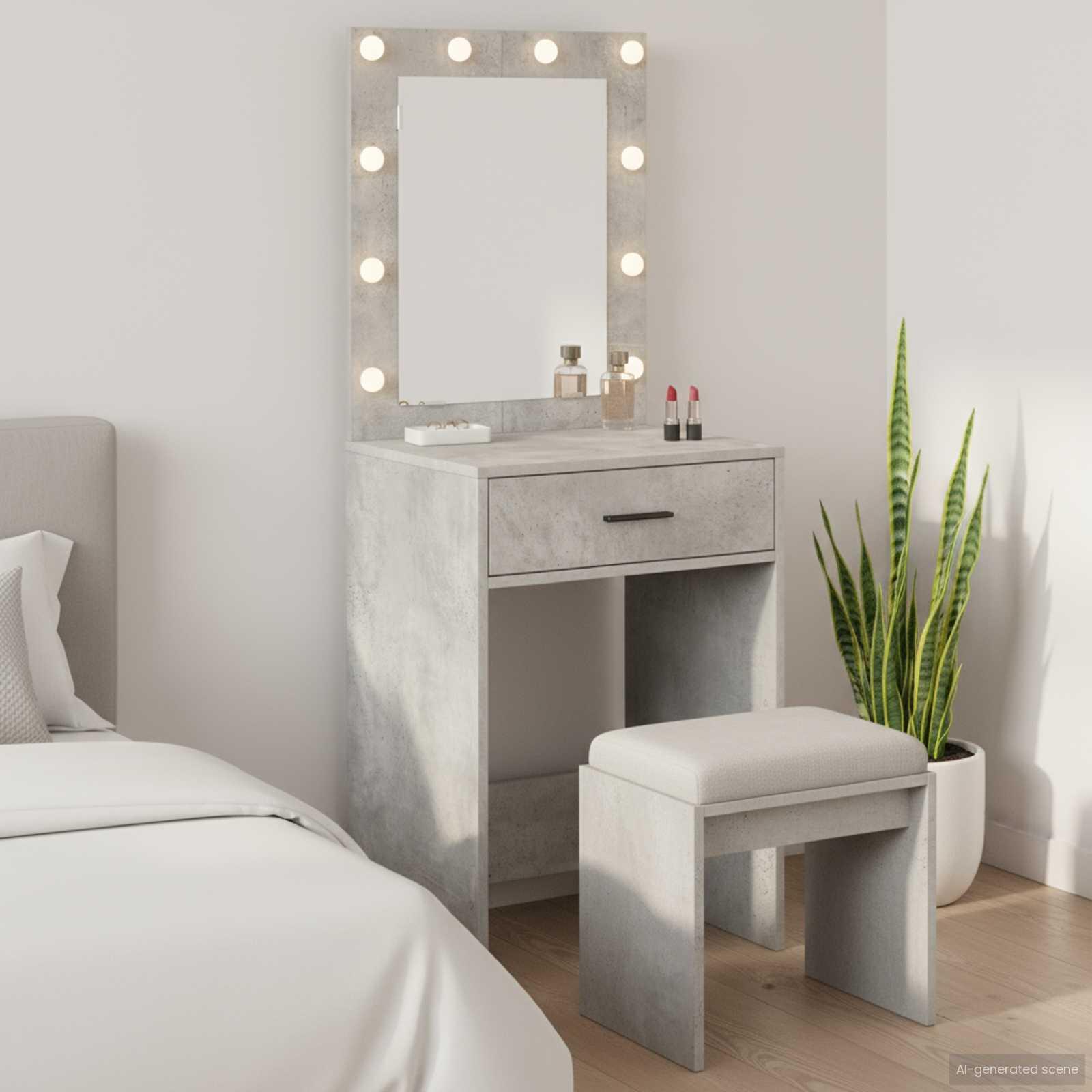 Make-up Bord Betongrå 50 x 41 x 135 cm Konstrueret træ billede