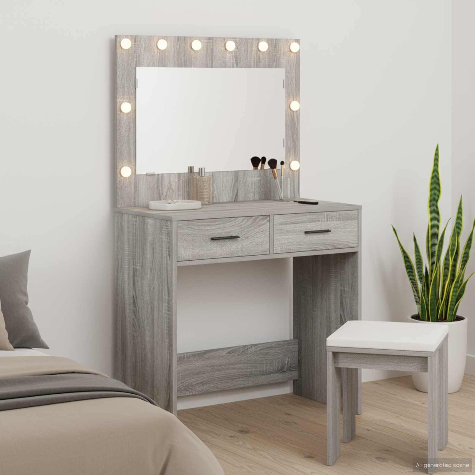 Make-up Bord Grå sonoma-eg 78.5 x 41 x 135 cm Konstrueret træ billede