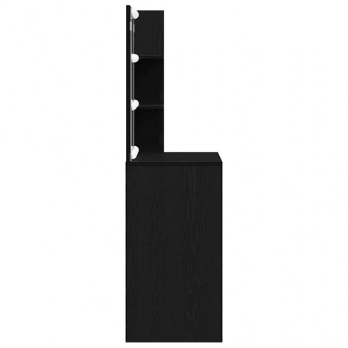 Makeupbord med LED-lys - sort eg, 60 × 40 × 140 cm, konstrueret træ