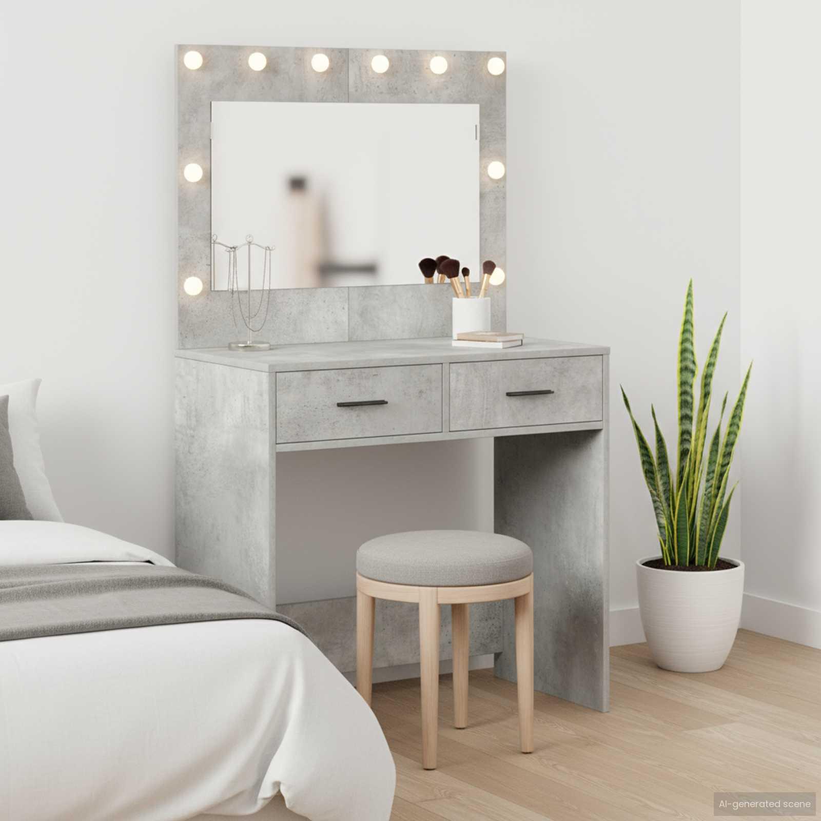 Make-up Bord Betongrå 78.5 x 41 x 135 cm Konstrueret træ billede