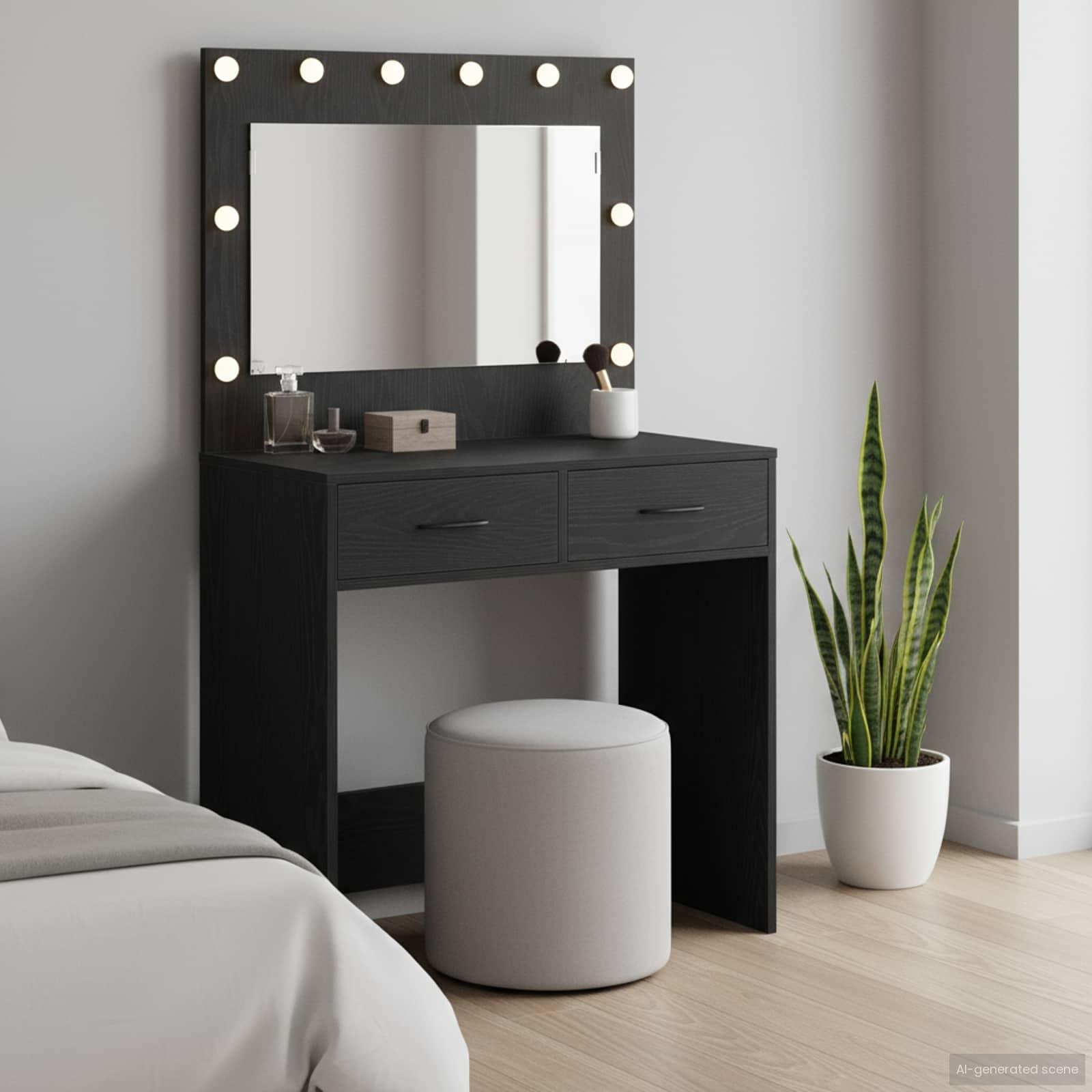 Make-up Bord Sort eg 78.5 x 41 x 135 cm Konstrueret træ billede
