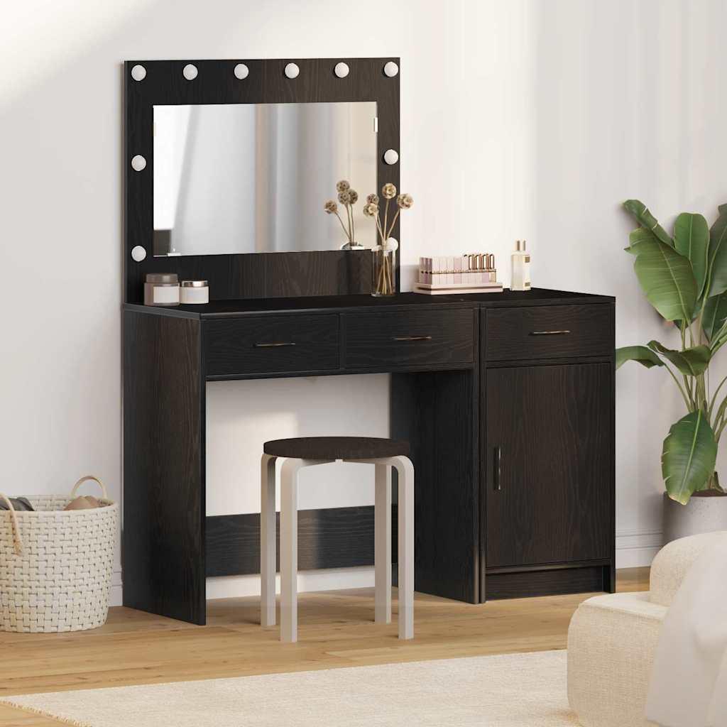 Klædeskab med skuffe 2 stk Sort 40 x 41 x 75 cm Konstrueret træ billede