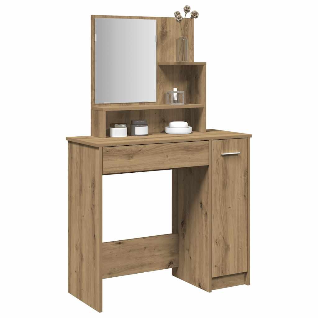 Makeupbord med spejl 86,5x35x136 cm kunsteg billede