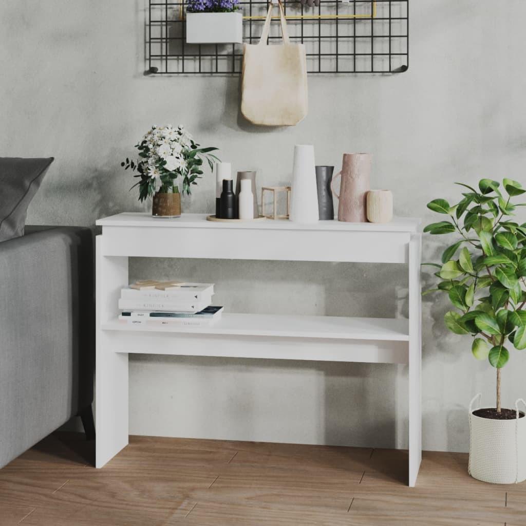 Konsolbord 102x30x80 cm spånplade hvid