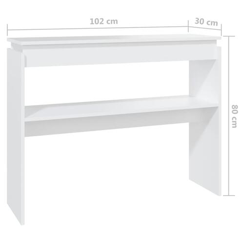 Konsolbord 102x30x80 cm spånplade hvid