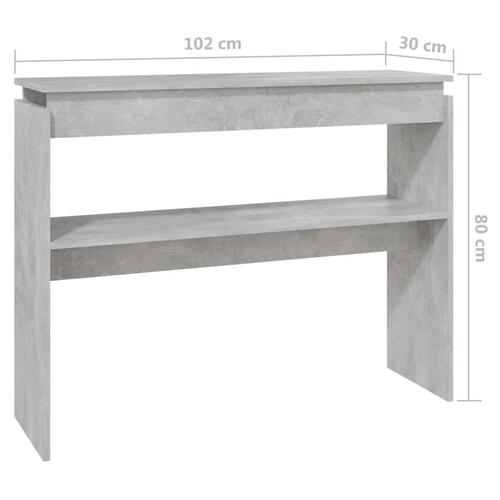 Konsolbord 102x30x80 cm konstrueret træ betongrå
