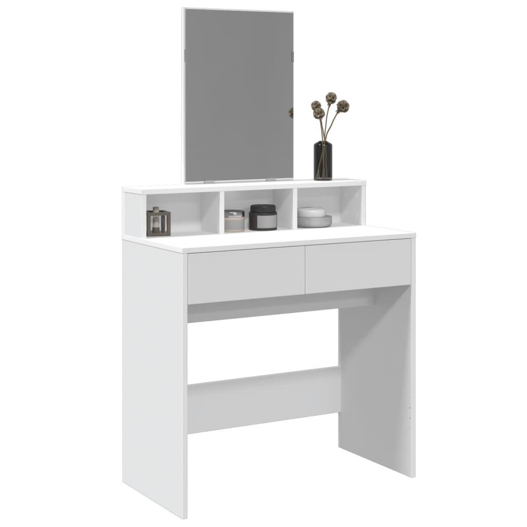 Makeupbord med spejl 80x41x144,5 cm hvid billede