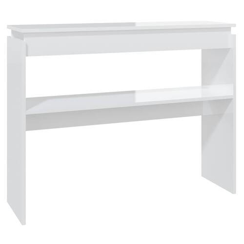Konsolbord 102x30x80 cm konstrueret træ hvid højglans