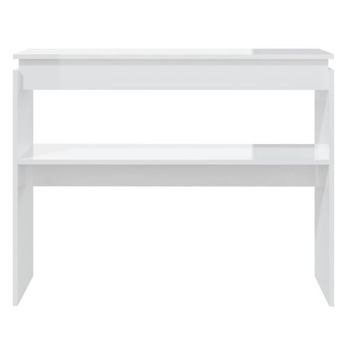 Konsolbord 102x30x80 cm konstrueret træ hvid højglans