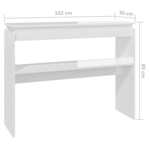 Konsolbord 102x30x80 cm konstrueret træ hvid højglans