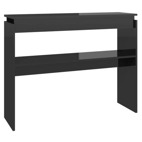 Konsolbord 102x30x80 cm konstrueret træ sort højglans