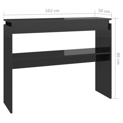 Konsolbord 102x30x80 cm konstrueret træ sort højglans