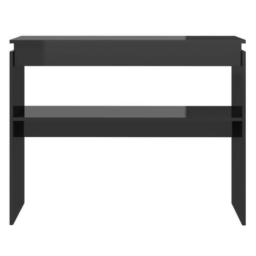 Konsolbord 102x30x80 cm konstrueret træ sort højglans
