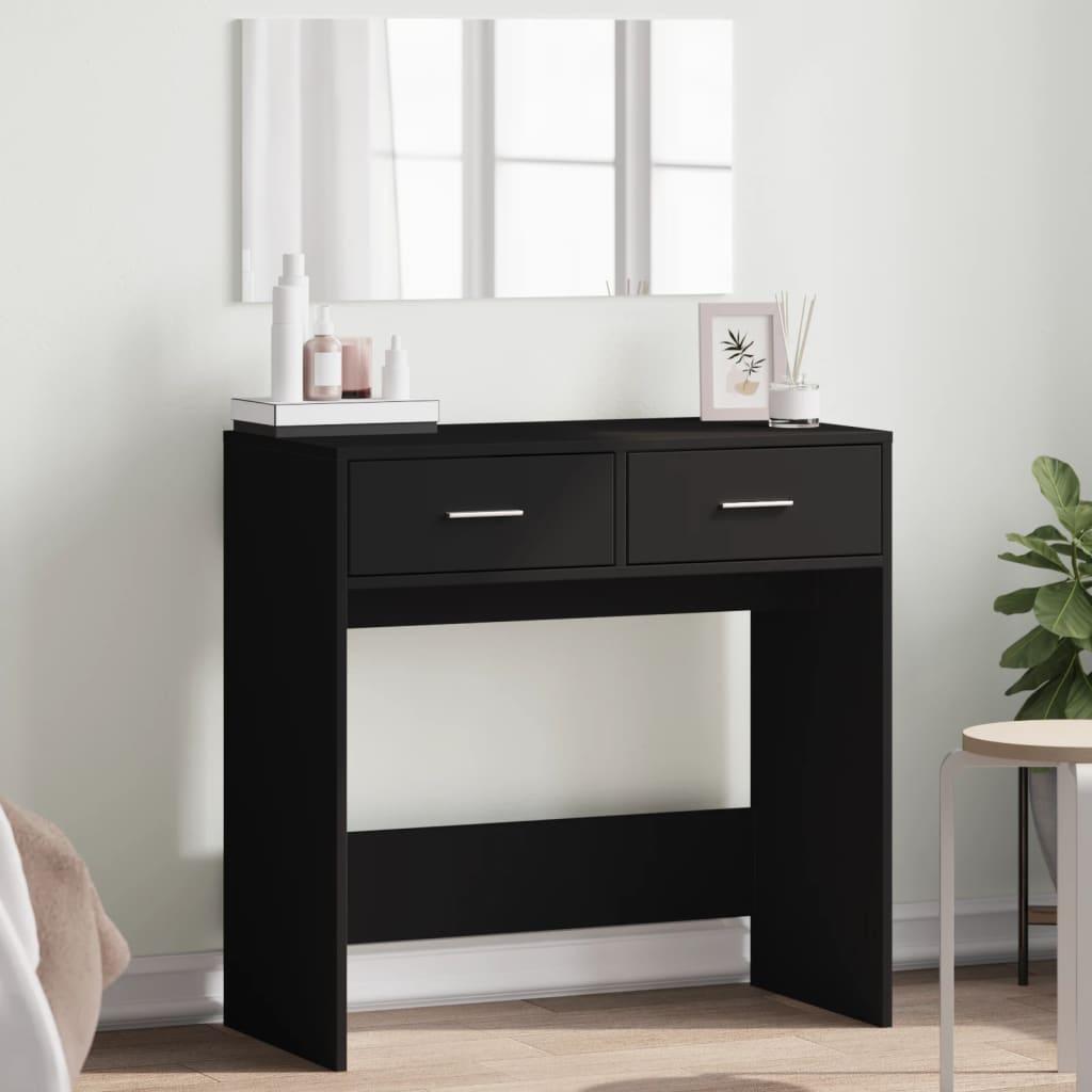 Makeupbord med spejl 80x39x80 cm sort billede