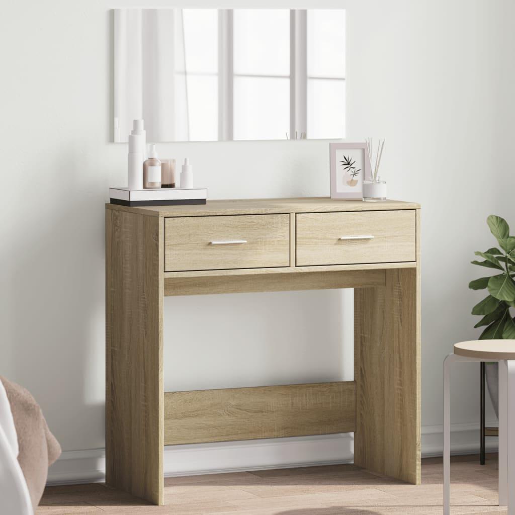 Makeupbord med spejl 80x39x80 cm sonoma-eg billede