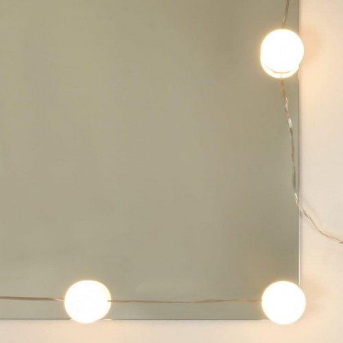Makeupbord med LED-lys og skab - grå sonoma-eg, konstrueret træ