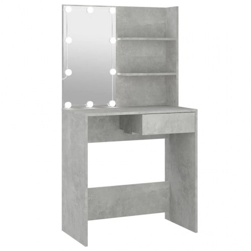Makeupbord med LED-lys - 74,5 × 40 × 141 cm, betongrå