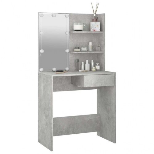 Makeupbord med LED-lys - 74,5 × 40 × 141 cm, betongrå