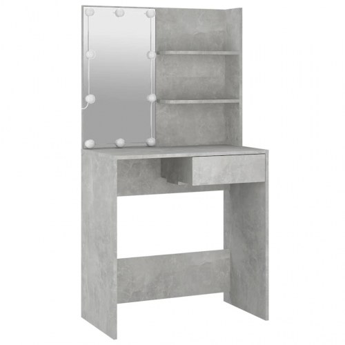 Makeupbord med LED-lys - 74,5 × 40 × 141 cm, betongrå