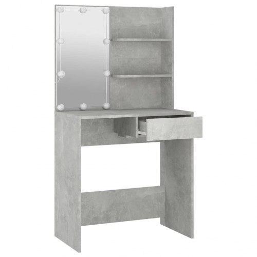 Makeupbord med LED-lys - 74,5 × 40 × 141 cm, betongrå