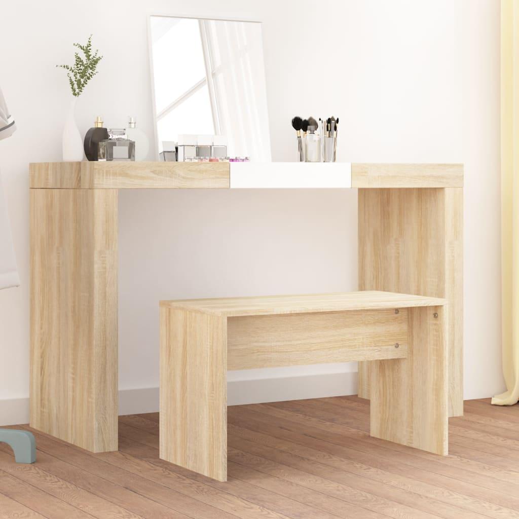 Skammel til makeupbord 70x35x45 cm konstrueret træ sonoma-eg billede