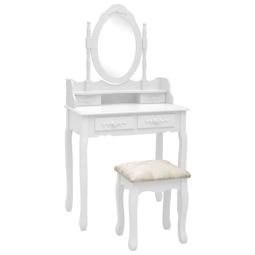 Sminkebordssæt med taburet 75x69x140 cm kejsertræ hvid billede