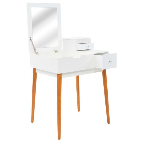 Sminkebord med spejl i MDF - 60 × 50 × 86 cm, hvid/brun