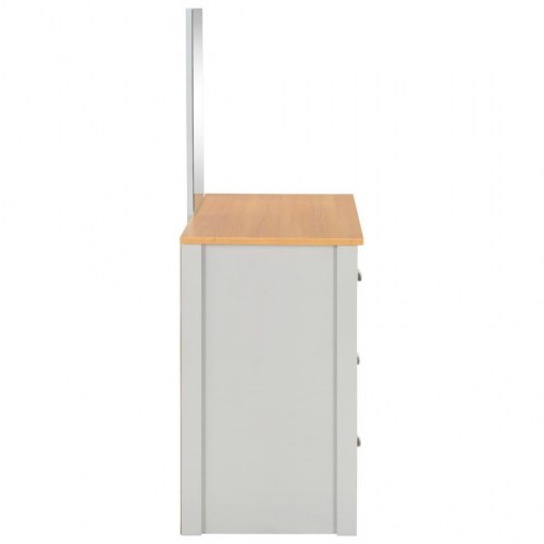 Makeupbord med spejl og skammel 104×45×131 cm - grå/natur