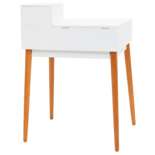 Sminkebord med spejl i MDF - 60 × 50 × 86 cm, hvid/brun